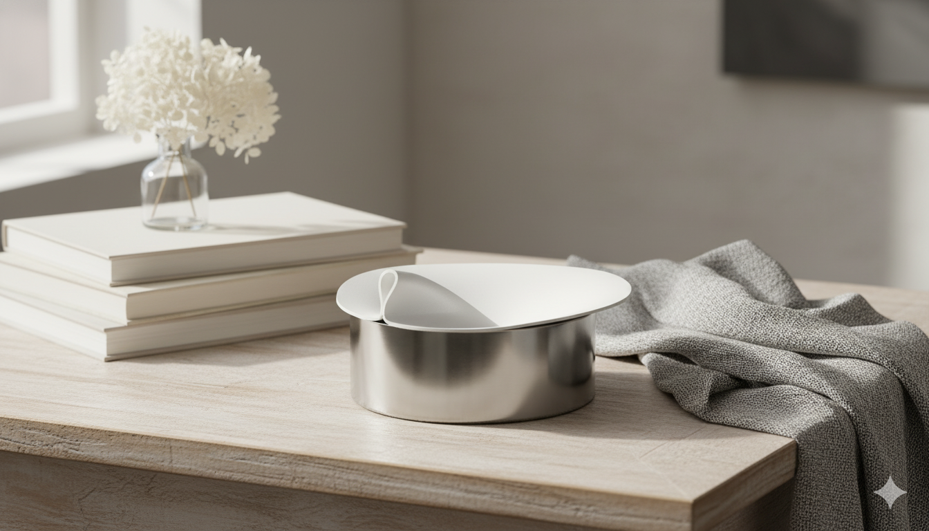 Boîte de rangement métal et cuir blanc